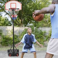 Basketbalring met Standaard Basketbalstandaard van 180 tot 210 cm met Wielen voor Kinderen en Volwassenen