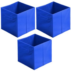 Opbergmand/kastmand Square Box - 6x - karton/kunststof - 29 liter - blauw - 31 x 31 x 31 cm