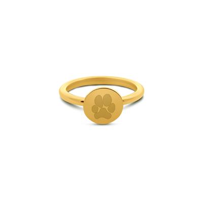 Gepersonaliseerde pootafdruk ronde ring - Stainless steel - Goud - Ringmaat 18