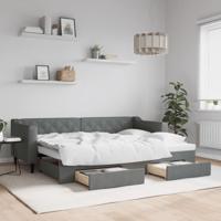 Slaapbank onderschuifbed en lades 80x200 cm stof donkergrijs