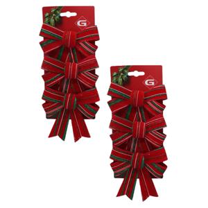 Kerst ornamenten strikken - 6x st - donkerrood - 10 x 13 cm - strikjes/kerststrikjes