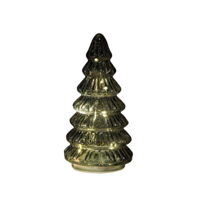 Kerstboompje glas 10led op batterij met timer 18.5x9.5 cm groen - Annas collection