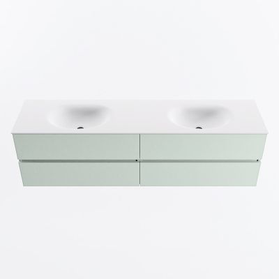 MONDIAZ VICA 180cm badmeubel onderkast Greey 4 lades. Wastafel MOON dubbel 2 kraangaten, kleur Talc.