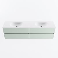 MONDIAZ VICA 180cm badmeubel onderkast Greey 4 lades. Wastafel MOON dubbel 2 kraangaten, kleur Talc.