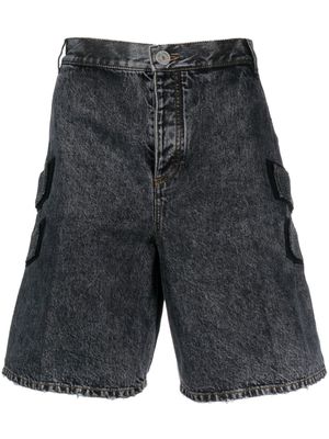 Balmain short en jean à effet délavé - Bleu