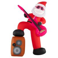 Opblaasbare Kerstman Verlichte Kerstdecoratie met Gitaar & Muziek Tuinversiering