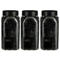 Mica Decorations decoratie steentjes - 3x - zwart - 1 kilo - 650ml - hobby steentjes