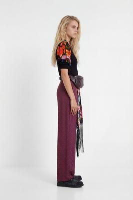 Jacquard broek met sjaalceintuur - GREEN - 40