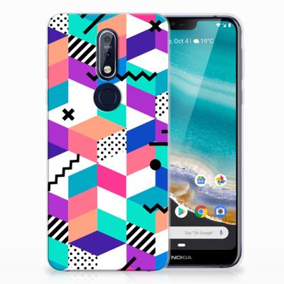 Nokia 7.1 | TPU Hoesje | Blokken Kleurrijk