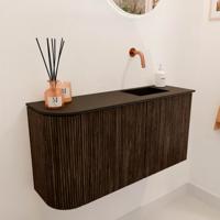 Toiletmeubel Mondiaz Joya | 81.6 cm | Meubelkleur Walnut | Faye wastafel Urban Rechts | Zonder kraangat(en)