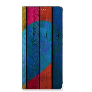 Samsung Galaxy S24 Plus Book Wallet Case Wood Heart - Cadeau voor je Vriend