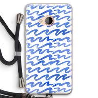 Blauwe golven: HTC U Play Transparant Hoesje met koord