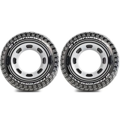 Set van 2x stuks opblaasbare monstertruck autoband zwembanden/zwemringen 114 cm