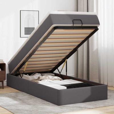 Ottoman bed met matras 90x200cm kunstleer grijs