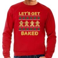 Foute Kersttrui/sweater voor heren - Lets get baked - wiet - rood - thumbnail