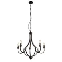 Searchlight Klassieke hanglamp Lodge 5-lichts zwart 82915-5BK