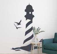 Vuurtoren op zee nautische muursticker woonkamer - thumbnail