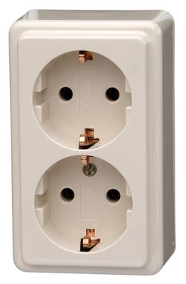 Standard wandcontactdoos 2-voudig RA creme wit