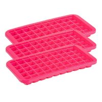 3x stuks Trays met Cocktail ijsblokjes/ijsklontjes vormen 50 vakjes kunststof roze - thumbnail