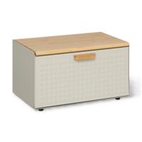 Broodtrommel met klep/deksel - bamboe hout/metaal - 35 x 21 x 23 cm - beige/naturel