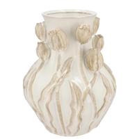 DK Design Bloemenvaas Mara - wit/creme - 24 x 24 x 27 cm - tulpvormige hals - moderne vaas