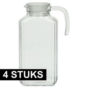 4x Glazen schenkkan met handvat 1,7 L