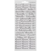 Stickers, Onnea/aidille, vel 10x23 cm, zilver, 1 vel