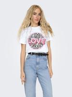 Only Onlariya Life Reg S/s Love Top Box Jrs T-shirt Korte Mouw Bright White Love