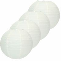 Pakket van 4x stuks luxe bol feest lampionnen gebroken wit 25 cm