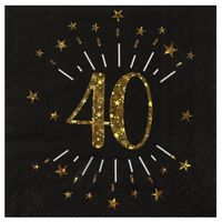 Verjaardag feest servetten leeftijd - 10x - 40 jaar - goud - 33 x 33 cm