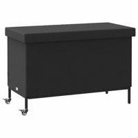 Tuinbox met wielen 110x55x73 cm poly rattan zwart