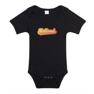 Holland met Nederlandse wimpel zwart romper Holland / Nederland supporter EK / WK voor babys