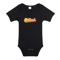 Holland met Nederlandse wimpel zwart romper Holland / Nederland supporter EK / WK voor babys - thumbnail