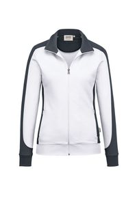 Hakro 277 Women's sweat jacket Contrast MIKRALINAR® - White/Anthracite - 5XL