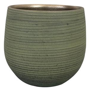 Ter Steege Plantenpot - keramiek - donkergroen - stripes -31x28cm   -