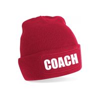 Coach muts voor volwassenen - rood - trainer/coach - wintermuts - beanie - one size - unisex - thumbnail