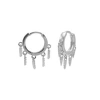 Karma Oorringen Plain Hinged Hoops 5 Zirconia Cones 14mm Zilver