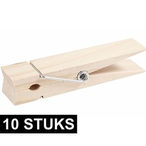 10x Mega knijper van hout 15 cm   -