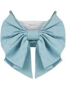 Nina Ricci brassière en jean à nœud oversize - Bleu