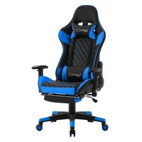 Gaming stoel met uittrekbare voetsteun 2D armsteun Zwart/Blauw in kunstleer ML Design - thumbnail