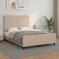 Bedframe met hoofdbord kunstleer cappucinnokleurig 140x190 cm