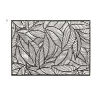 Placemat Nissa - 2x - zwart blad motief - 30 x 45 cm - onderlegger