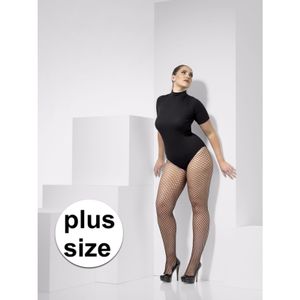 Zwarte net panty plus size   -