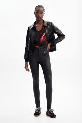 Slim fit leatherlook broek - BLACK - 38 Slim fit leatherlook broek - BLACK - 38