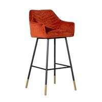Bronx71 Velvet barkruk Fiona koper 65-78 cm - Barkrukken set van 2