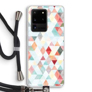 Gekleurde driehoekjes pastel: Samsung Galaxy S20 Ultra Transparant Hoesje met koord