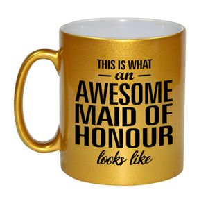 Awesome maid of honour cadeau mok / beker goud voor getuige 330 ml