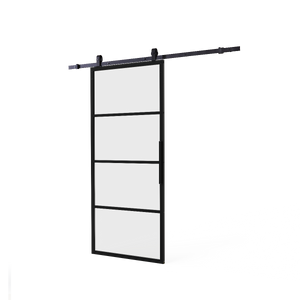 Intersteel DIY-schuifdeur Cubo zwart incl. matglas 2350x980x28mm + zwart schuifdeursysteem Basic Top