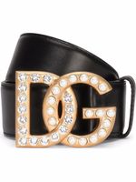 Dolce & Gabbana ceinture DG à ornements strassés - Noir