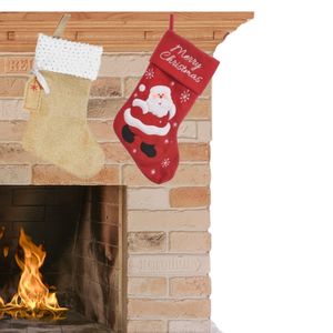 Set van 2x stuks kerstsokken H40 en H45 cm rood/jute